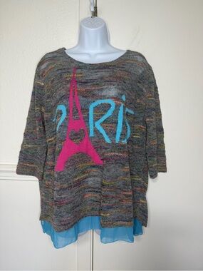 Angel Metallic Multicolor Knit Top with Turquoise Lining new with tag